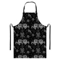 Black And White Wicca Gothic Print Bib Apron With Pocket