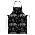 Black And White Wicca Gothic Print Bib Apron With Pocket