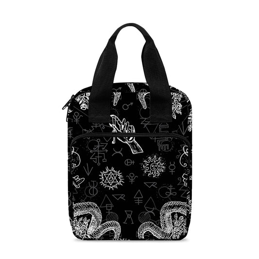 Black And White Wicca Gothic Print Bible Tote Bag
