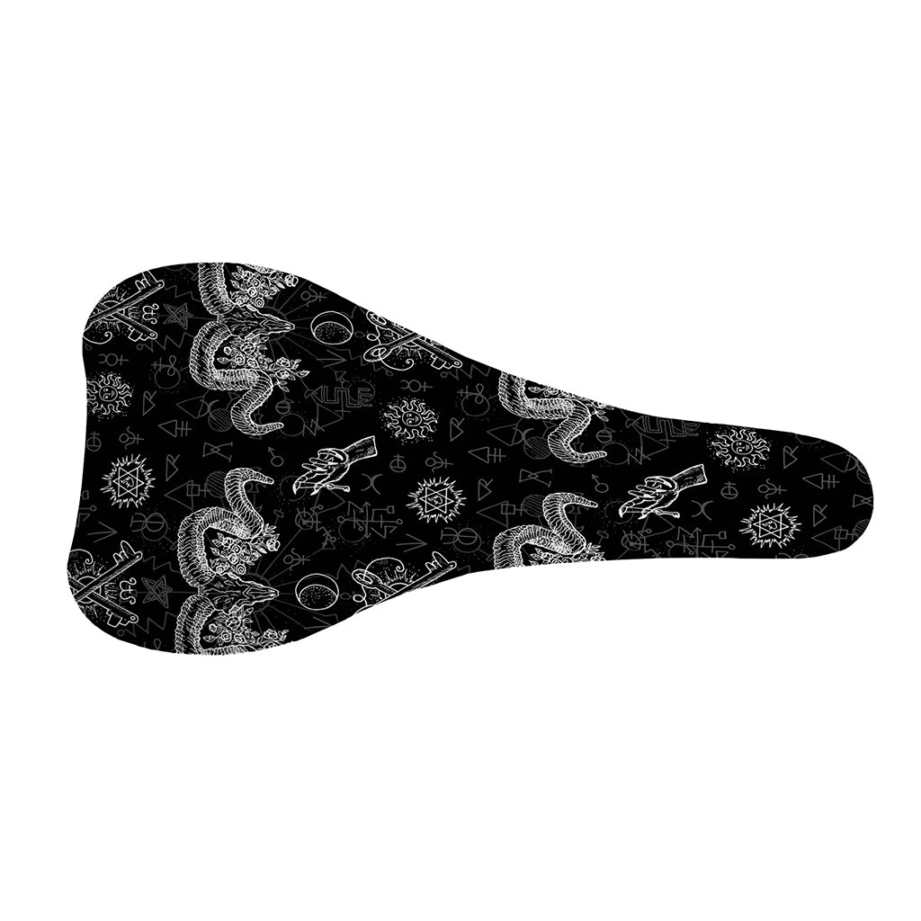 Black And White Wicca Gothic Print Bicycle Seat Cover