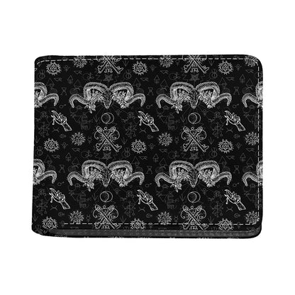 Black And White Wicca Gothic Print Bifold Wallet