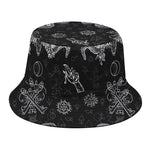 Black And White Wicca Gothic Print Bucket Hat