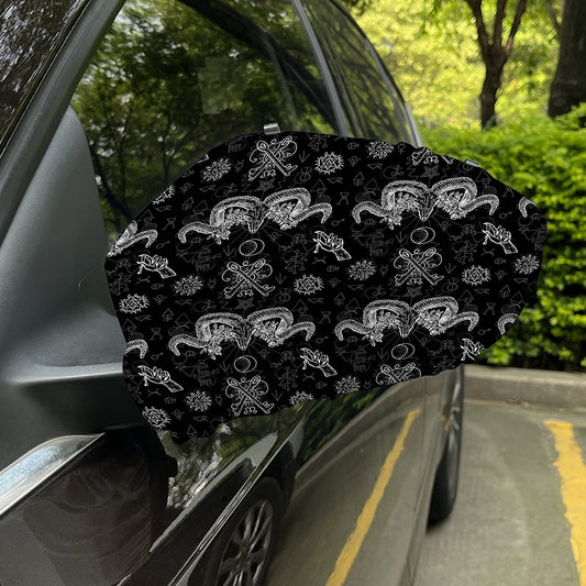 Black And White Wicca Gothic Print Car Side Mirror Covers