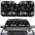 Black And White Wicca Gothic Print Car Windshield Sun Shade