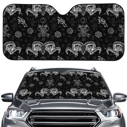 Black And White Wicca Gothic Print Car Windshield Sun Shade
