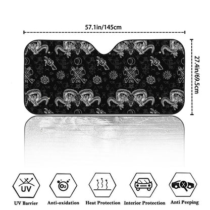 Black And White Wicca Gothic Print Car Windshield Sun Shade