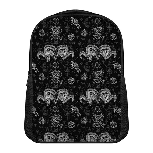 Black And White Wicca Gothic Print Casual Backpack