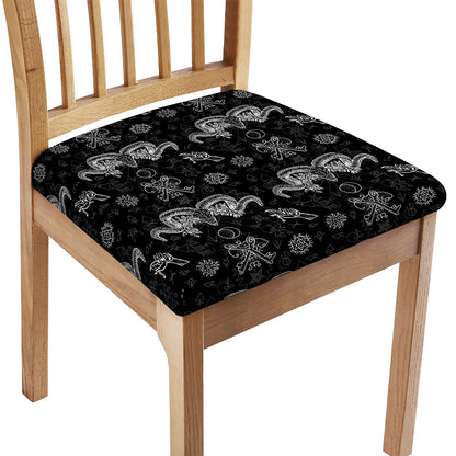 Black And White Wicca Gothic Print Chair Cushion Cover