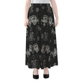 Black And White Wicca Gothic Print Chiffon Maxi Skirt