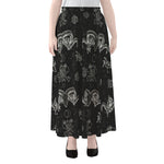 Black And White Wicca Gothic Print Chiffon Maxi Skirt