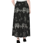 Black And White Wicca Gothic Print Chiffon Maxi Skirt