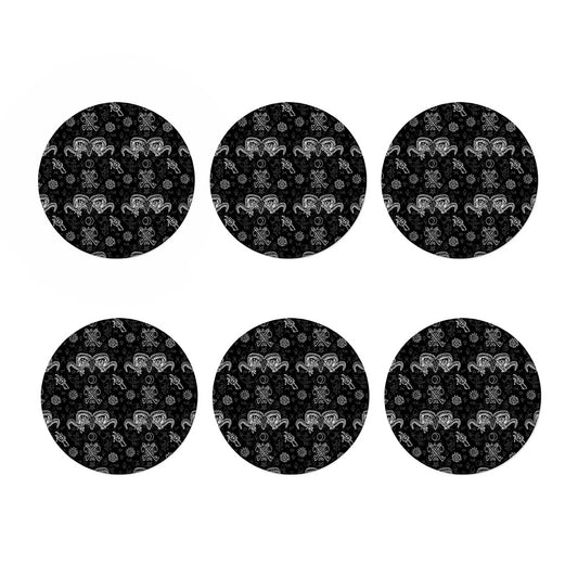 Black And White Wicca Gothic Print Coaster Set
