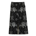 Black And White Wicca Gothic Print Cotton Front Slit Maxi Skirt