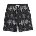 Black And White Wicca Gothic Print Cotton Shorts