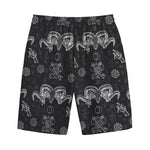 Black And White Wicca Gothic Print Cotton Shorts