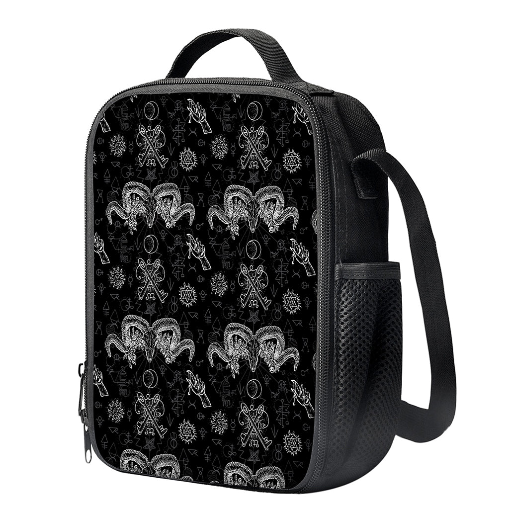 Black And White Wicca Gothic Print Crossbody Lunch Bag