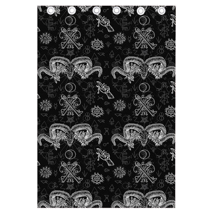 Black And White Wicca Gothic Print Curtain