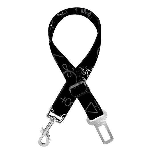 Black And White Wicca Gothic Print Dog Seat Belt