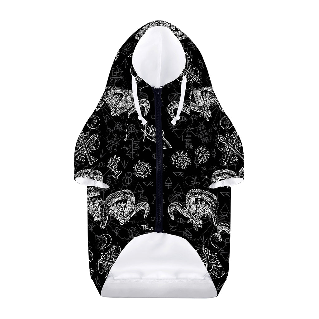Black And White Wicca Gothic Print Dog Zip Up Hoodie