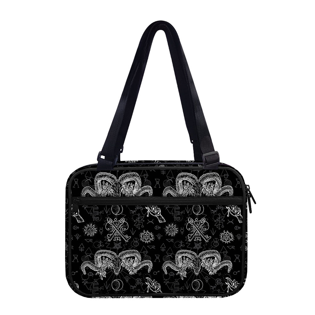 Black And White Wicca Gothic Print Double Strap Bible Bag