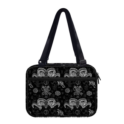 Black And White Wicca Gothic Print Double Strap Bible Bag