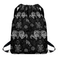 Black And White Wicca Gothic Print Drawstring Backpack