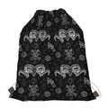 Black And White Wicca Gothic Print Drawstring Bag