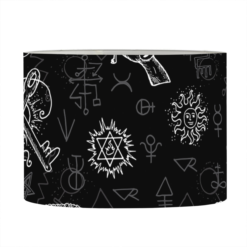 Black And White Wicca Gothic Print Drum Lamp Shade