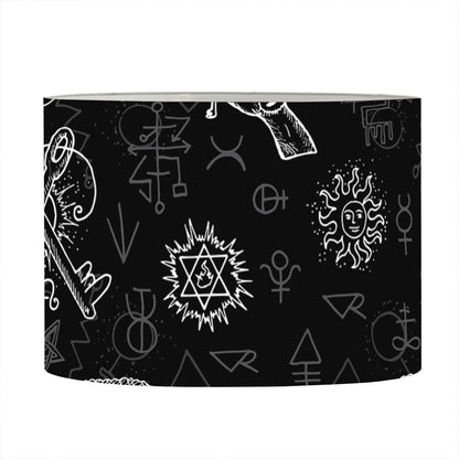 Black And White Wicca Gothic Print Drum Lamp Shade