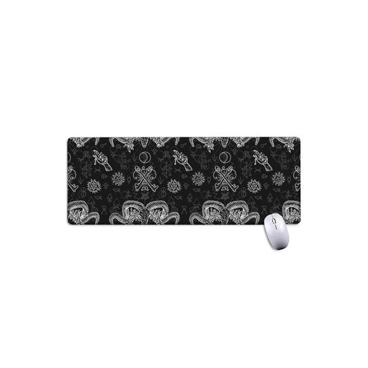 Black And White Wicca Gothic Print Extended Mouse Pad