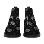 Black And White Wicca Gothic Print Flat Ankle Boots