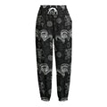 Black And White Wicca Gothic Print Fleece Lined Knit Pants