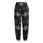 Black And White Wicca Gothic Print Fleece Lined Knit Pants