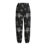 Black And White Wicca Gothic Print Fleece Lined Knit Pants