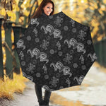 Black And White Wicca Gothic Print Foldable Umbrella