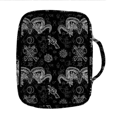 Black And White Wicca Gothic Print Front Pocket Bible Bag