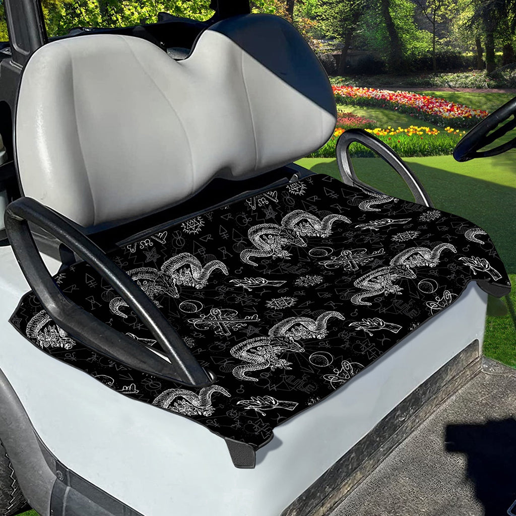Black And White Wicca Gothic Print Golf Cart Seat Cover