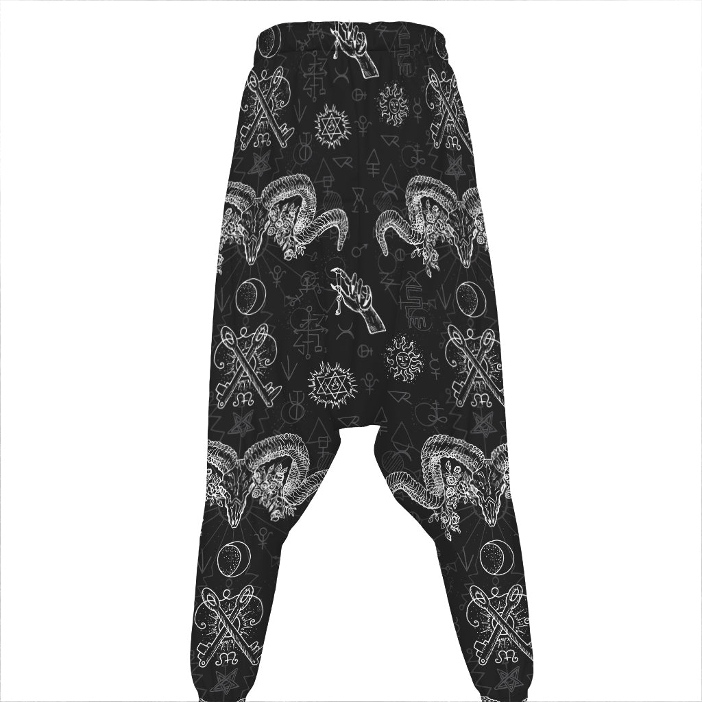 Black And White Wicca Gothic Print Hammer Pants