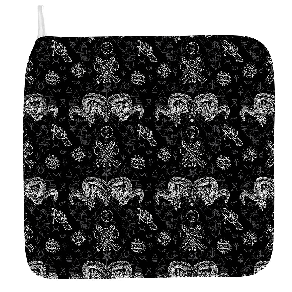 Black And White Wicca Gothic Print Hand Towel