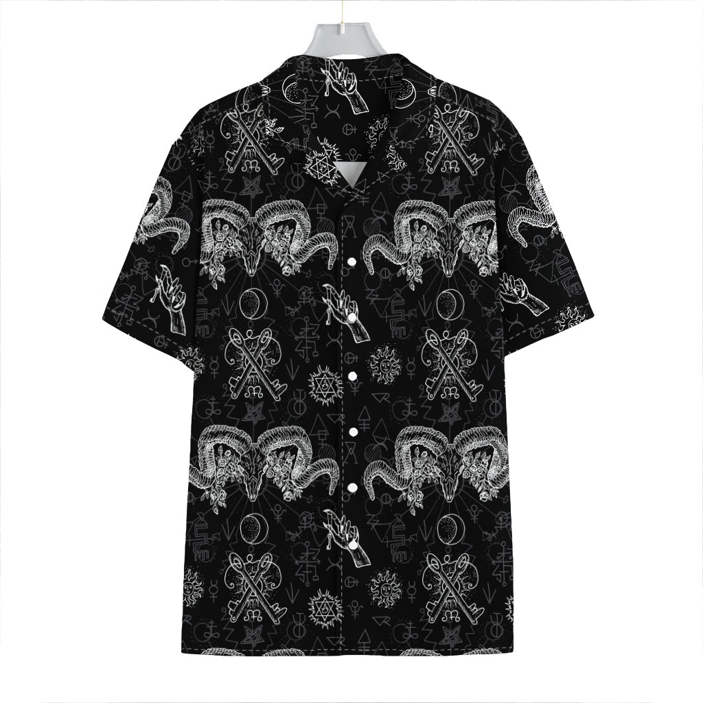 Black And White Wicca Gothic Print Hawaiian Shirt