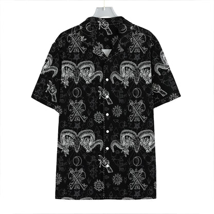 Black And White Wicca Gothic Print Hawaiian Shirt