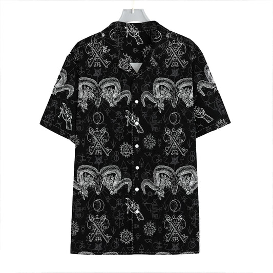 Black And White Wicca Gothic Print Hawaiian Shirt