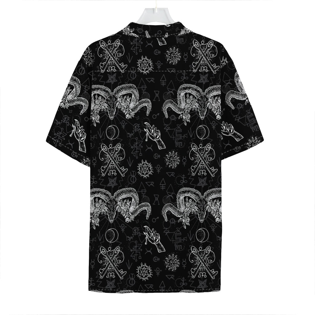 Black And White Wicca Gothic Print Hawaiian Shirt