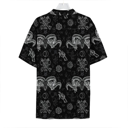 Black And White Wicca Gothic Print Hawaiian Shirt