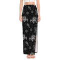 Black And White Wicca Gothic Print High Slit Maxi Skirt