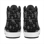 Black And White Wicca Gothic Print High Top Leather Sneakers