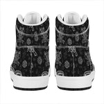 Black And White Wicca Gothic Print High Top Leather Sneakers