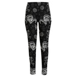 Black And White Wicca Gothic Print High-Waisted Pocket Leggings