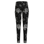 Black And White Wicca Gothic Print High-Waisted Pocket Leggings