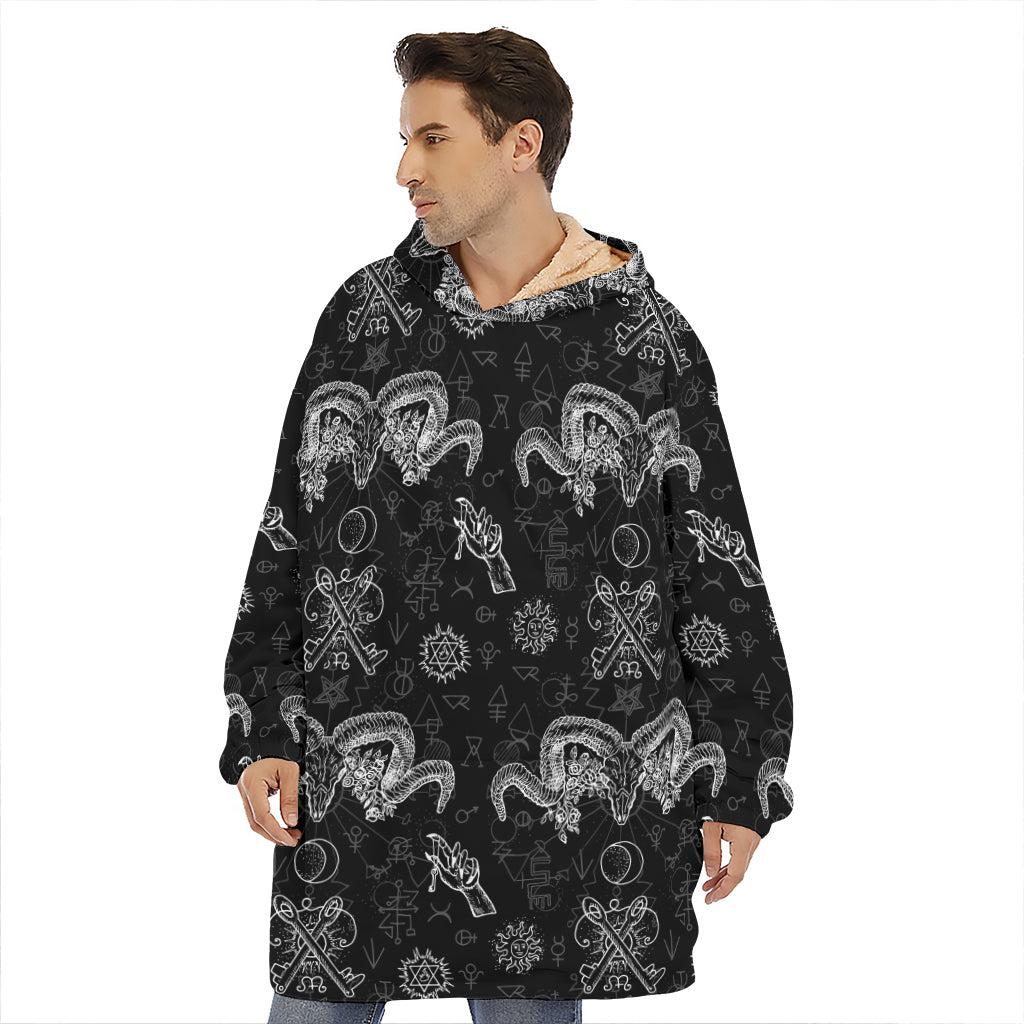 Black And White Wicca Gothic Print Hoodie Blanket